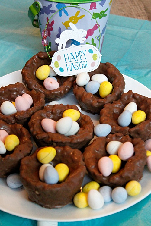 Chocolate Covered Rice Krispie Easter Nests