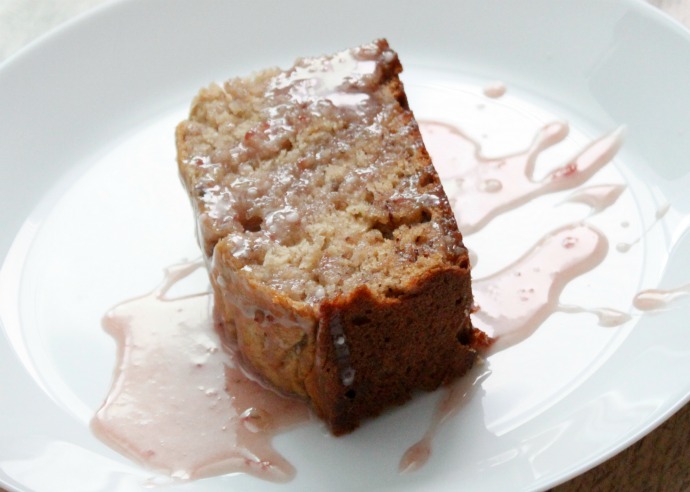 Banana Bread with Strawberry White Chocolate Glaze