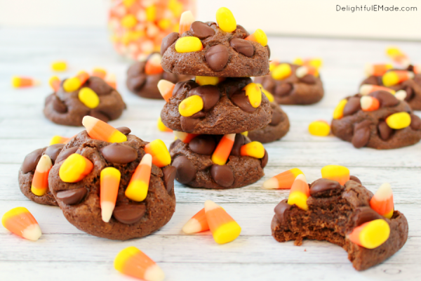 double-chocolate-candy-corn-cookies-leftover-halloween-candy