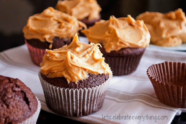 delicious homemade muffins with peanut butter icing