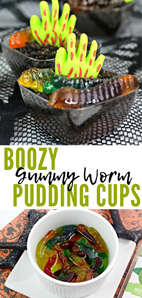 Boozy Gummy Worm Pudding Cups