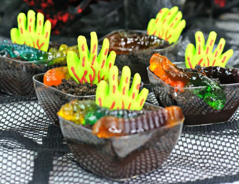 Boozy Gummy Worm Pudding Cups